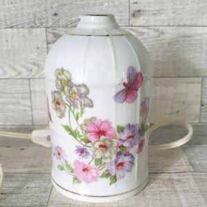 Floral Ceramic Night Lamp with Butterfly Design